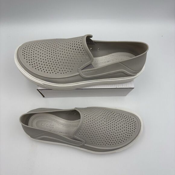Crocs Citiane Grey Iconic Comfort Slip On Boat Loafer Shoe #204622 Women’s Sz 8 - Picture 2 of 5